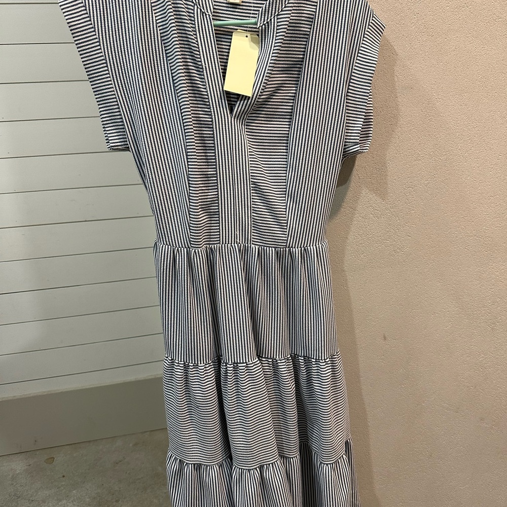 Striped Sleeveless Tiered Dress